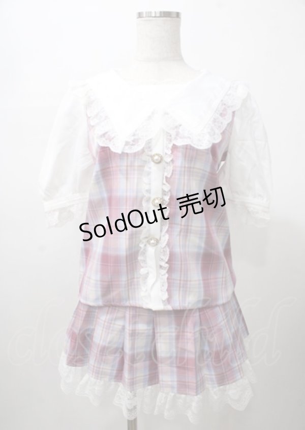 画像1: Princess Melody / チェックセットアップ  ピンク Y-25-07-23-059-EL-TO-AS-ZT130 (1)