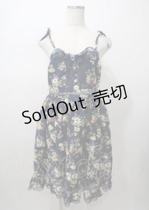 画像: axes femme / フルーツ柄キャミワンピース  紺 Y-25-07-23-060-AX-OP-SZ-ZY