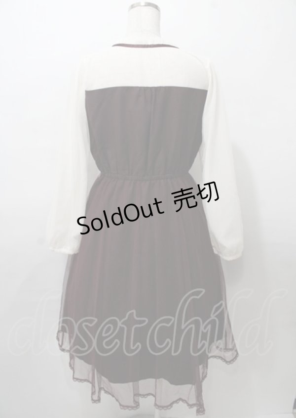 画像2: axes femme POETIQUE / チュールデザインワンピース  ワイン Y-25-07-23-075-AX-OP-SZ-ZY (2)