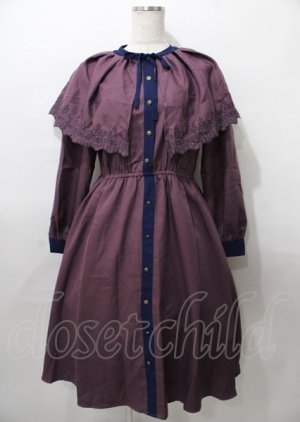 画像: axes femme POETIQUE / 刺繍ケープ付きワンピース  パープル Y-25-07-23-077-AX-OP-SZ-ZY