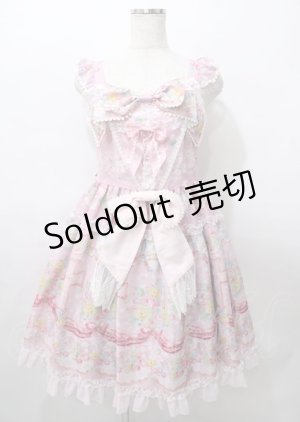 画像: BABY,THE STARS SHINE BRIGHT / Le Bouquet de la Croix柄Ribbonジャンパースカート  ピンク Y-25-07-23-084-BA-OP-AS-ZY
