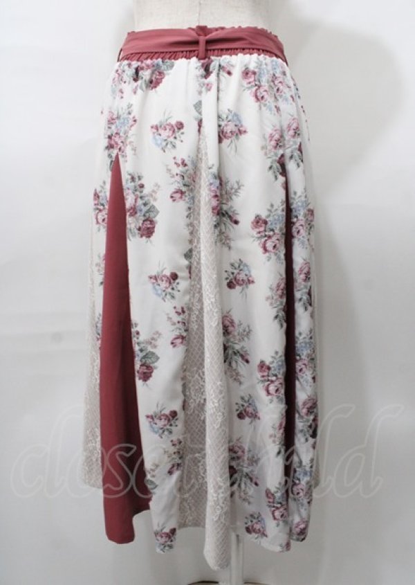 画像2: axes femme / ローズ柄切替ロングフレアスカート   Y-25-07-23-096-AX-SK-SZ-ZT478 (2)