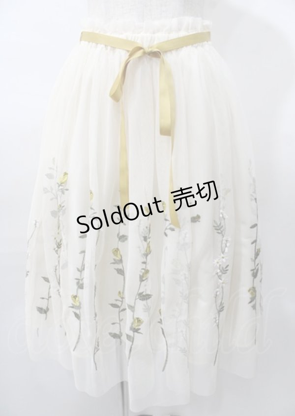 画像1: an another angelus / ボタニカルローズ刺繍チュールスカート  生成り Y-25-07-23-097-CA-SK-SZ-ZY (1)