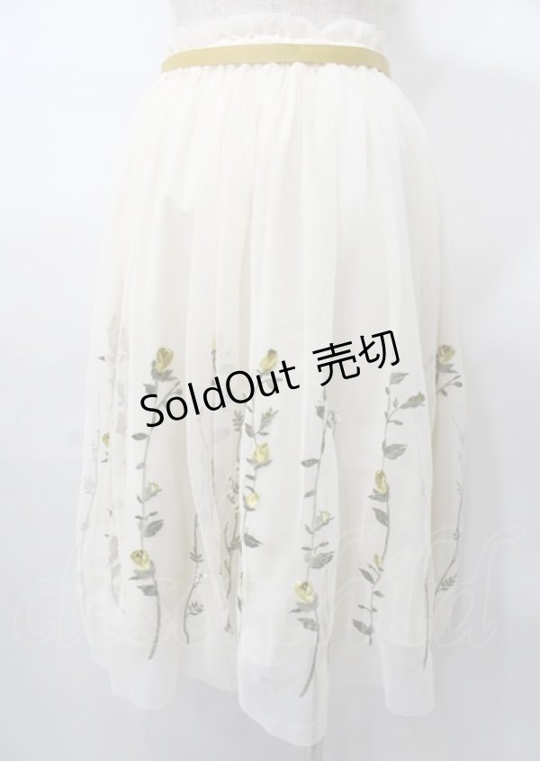 画像2: an another angelus / ボタニカルローズ刺繍チュールスカート  生成り Y-25-07-23-097-CA-SK-SZ-ZY (2)