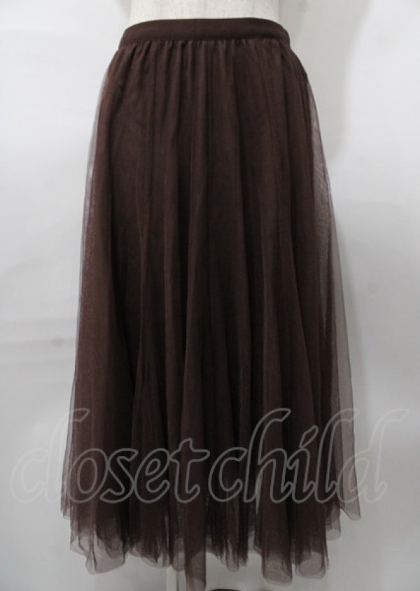 画像1: axes femme / ロングチュールスカート  ブラウン Y-25-07-23-103-AX-SK-SZ-ZT480 (1)