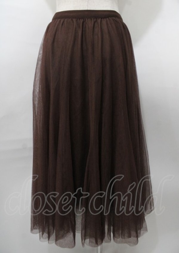 画像2: axes femme / ロングチュールスカート  ブラウン Y-25-07-23-103-AX-SK-SZ-ZT480 (2)