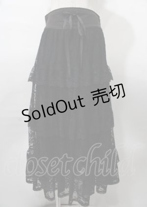 画像: axes femme / 編上レースティアードスカート F 黒 Y-25-07-23-112-AX-SK-SZ-ZY