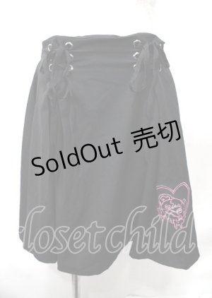 画像: NieR Clothing / 編み上げスカート  黒 Y-25-07-25-076-PU-SK-SZ-ZY
