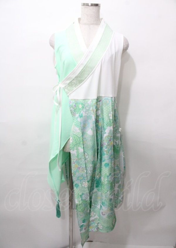 画像1: Qutie Frash / 着物プリーツチュニック  ミント Y-25-07-25-094-QU-TO-SZ-ZY (1)