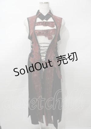 画像: Qutie Frash / ベルトロングベスト 黒×赤 Y-25-07-25-096-QU-TO-SZ-ZS