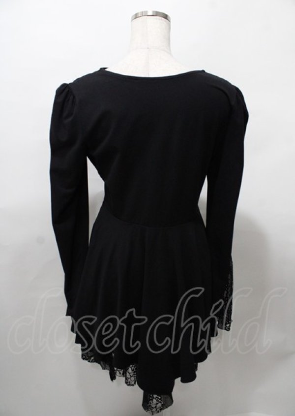画像2: PUNK RAVE / Asymmetric Pointed Hem Flare Sleeves Gothic Dress M-L 黒 Y-25-07-25-100-PU-OP-SZ-ZY (2)