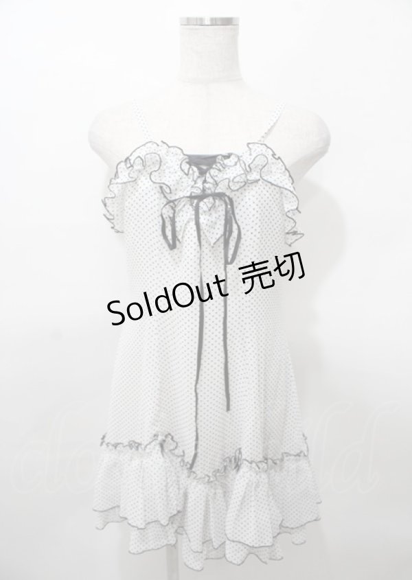 画像1: EXCENTRIQUE / シフォン水玉ワンピース  白 Y-25-07-25-105-EL-OP-SZ-ZY (1)