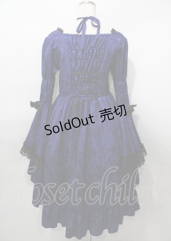 画像2: ATELIER PIERROT / フィッシュテールジャガードドレス  ブルー Y-25-07-25-108-EL-OP-SZ-ZY (2)