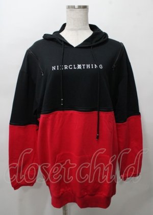 画像: NieR Clothing / 肩ZIPデザインパーカー  黒ｘ赤 Y-25-07-25-015-PU-TO-0-ZY