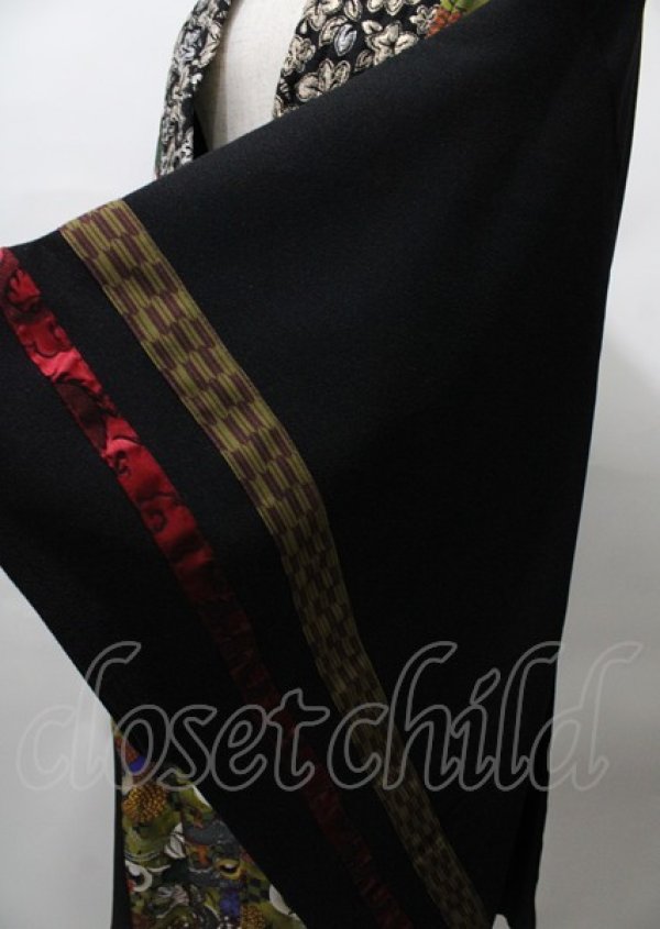 【今週末限定】Qutie Frash 着物 ロング カーデ Qutie Frash / 4店舗限定着物ストールカーデ ブラック O-24-03