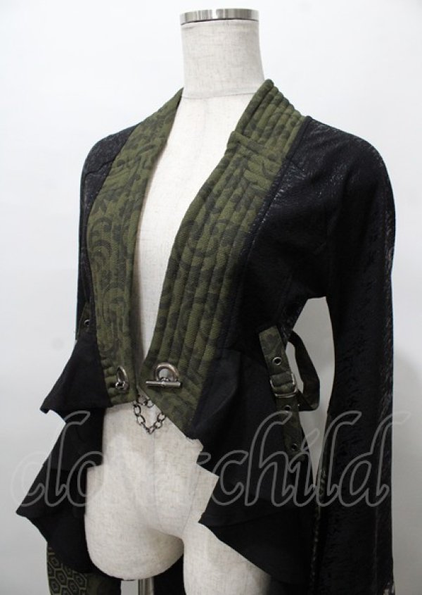 画像3: Qutie Frash / 着物ロングカーデ  黒×緑 Y-25-07-25-115-QU-JA-SZ-ZY (3)