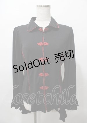 画像: Qutie Frash / チャイナブラウス  黒×赤 Y-25-07-25-035-QU-BL-SZ-ZY