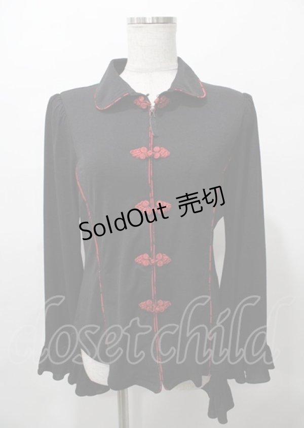 画像1: Qutie Frash / チャイナブラウス  黒×赤 Y-25-07-25-035-QU-BL-SZ-ZY (1)