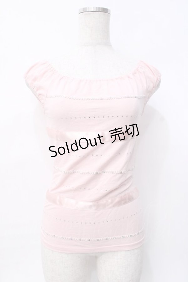 画像1: LIZ LISA BLONDO / ストーン配列オフショルトップス 0 ピンク Y-25-07-27-008-LO-TO-SZ-ZI (1)