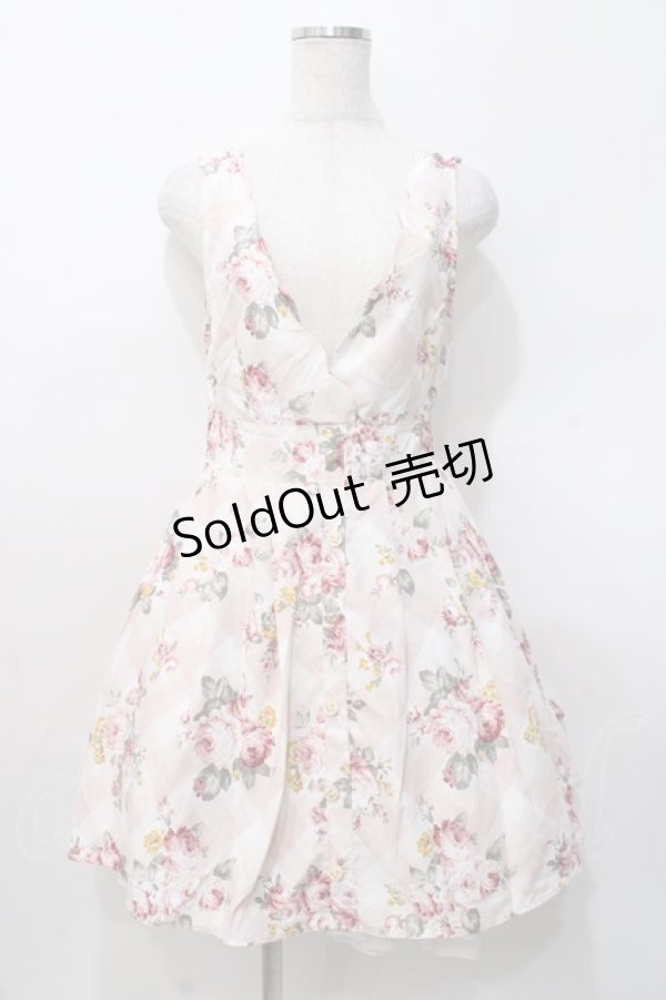 画像1: Lizmelo / チェック×バラ柄スカラップジャンスカ S ピンク Y-25-07-27-025-LO-OP-SZ-ZI (1)