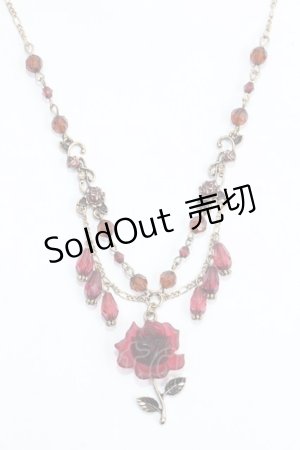画像: axes femme / ローズモチーフネックレス  レッド Y-25-07-29-004-AX-AC-SZ-ZY