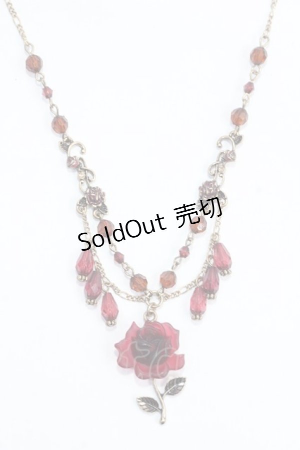 画像1: axes femme / ローズモチーフネックレス  レッド Y-25-07-29-004-AX-AC-SZ-ZY (1)