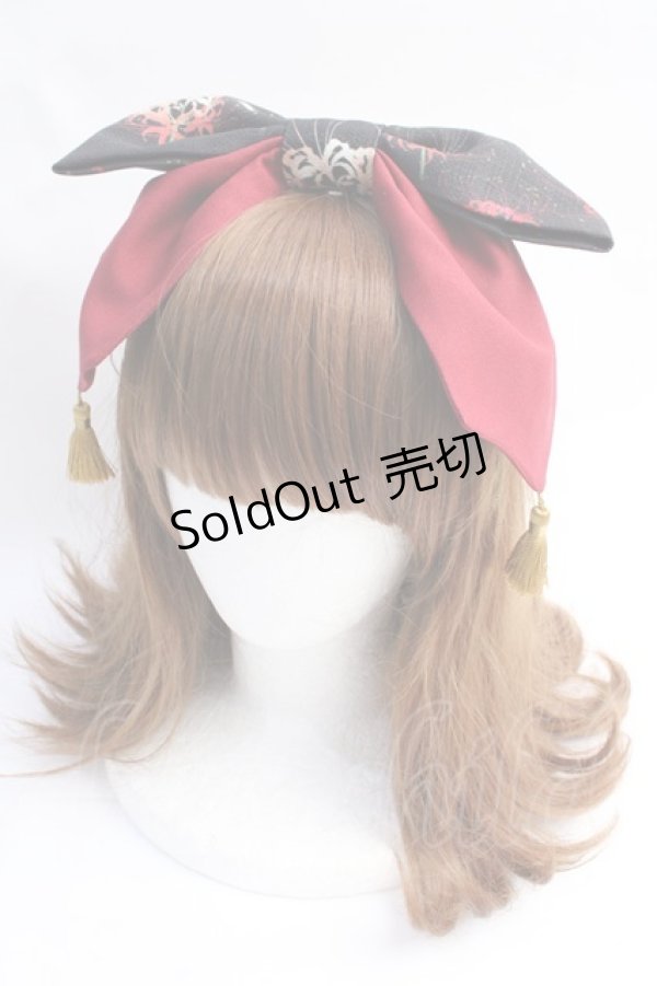 画像1: Royal Princess Alice / 白狐彼岸花カチューシャ  黒 Y-25-07-29-034-LO-AC-SZ-ZY (1)