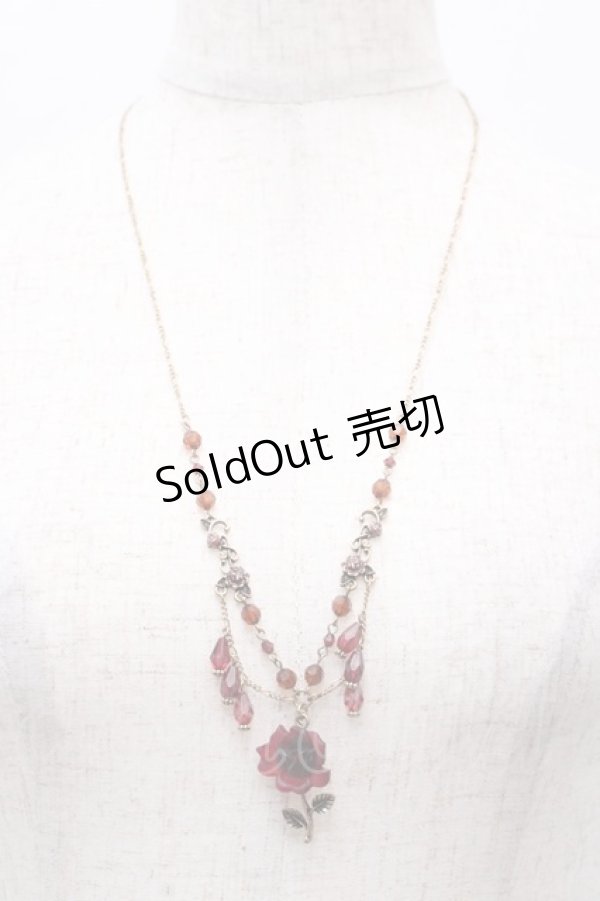 画像2: axes femme / ローズモチーフネックレス  レッド Y-25-07-29-004-AX-AC-SZ-ZY (2)