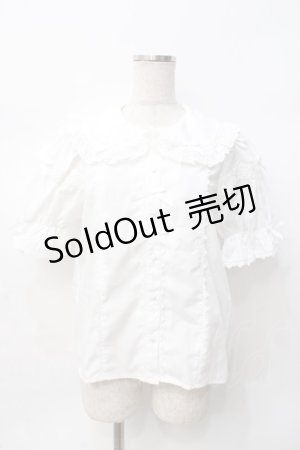 画像: Chalmiere / トーションレース丸襟半袖ブラウス M 白 Y-25-07-29-042-LO-BL-SZ-ZY
