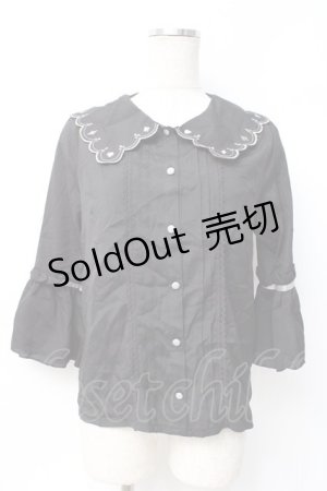 画像: axes femme POETIQUE / トランプ刺繍スカラップ襟ブラウス M 黒 Y-25-07-29-051-AX-BL-SZ-ZH