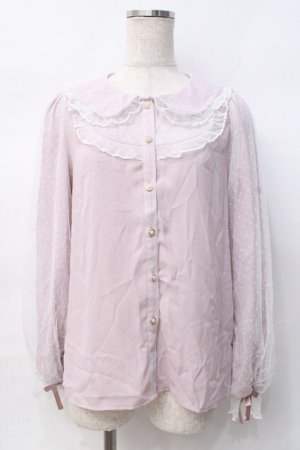 画像: axes femme kawaii / ドットチュールローズブラウス M ピンク Y-25-07-29-053-AX-BL-SZ-ZY