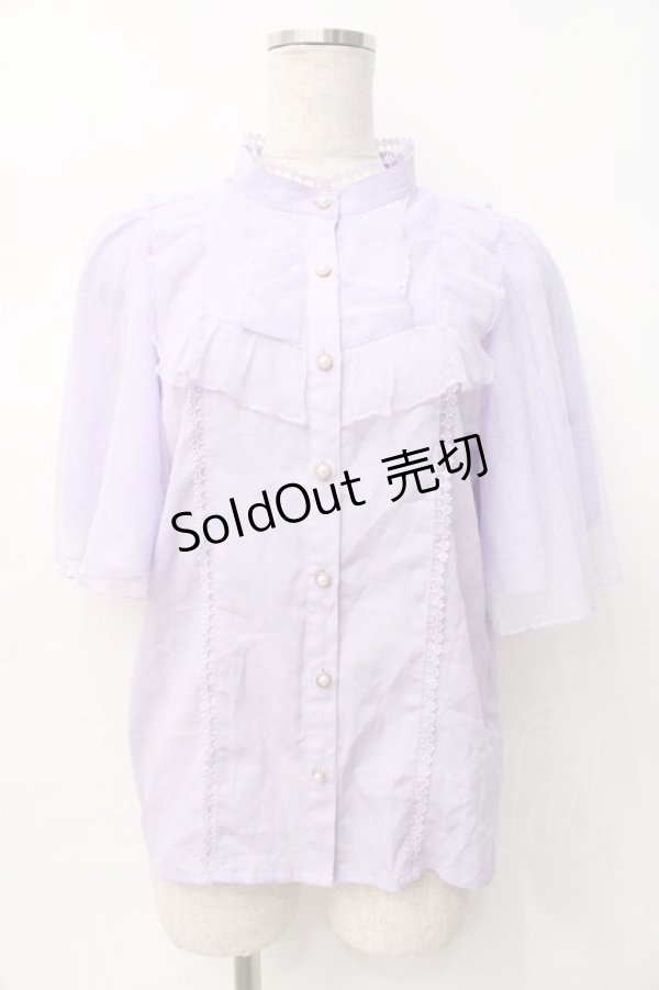 画像1: axes femme Kawaii / チュールフリルブラウス M ラベンダー Y-25-07-29-054-AX-BL-SZ-ZH (1)