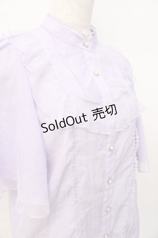 画像4: axes femme Kawaii / チュールフリルブラウス M ラベンダー Y-25-07-29-054-AX-BL-SZ-ZH (4)