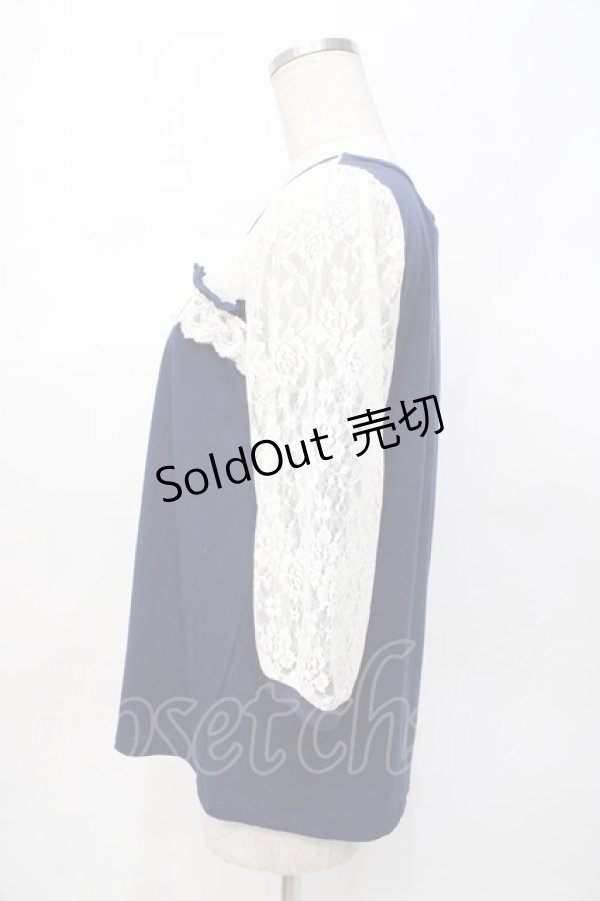 画像2: axes femme / レース切替えプルオーバー M 紺 Y-25-07-29-055-AX-TO-SZ-ZY (2)