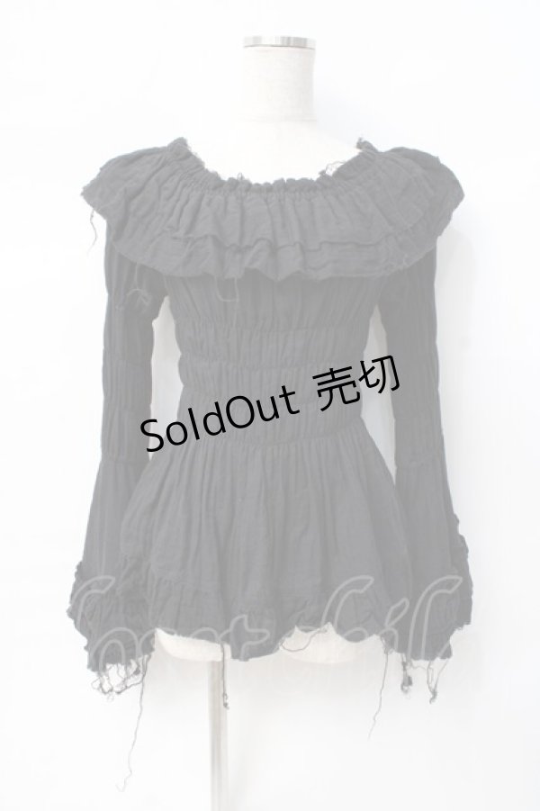 画像1: ATELIER PIERROT / Decay Gauze Blouse  黒 Y-25-07-29-066-EL-BL-SZ-ZY (1)