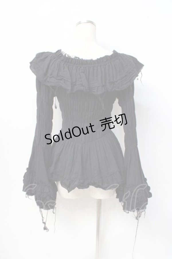 画像3: ATELIER PIERROT / Decay Gauze Blouse  黒 Y-25-07-29-066-EL-BL-SZ-ZY (3)