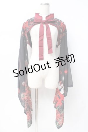 画像: Royal Princess Alice / 白狐彼岸花振袖ジャケット  黒 Y-25-07-29-069-LO-JA-SZ-ZY