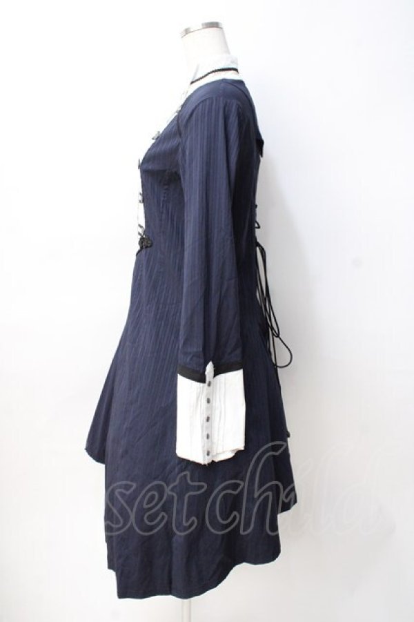 Ozz On ワンピース Ozz oneste / ストライプナポレオンシャツワンピース 紺 Y-25-07