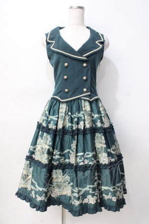 画像: metamorphose / Rose cageベスト風ジャンパースカート  グリーン Y-25-07-29-075-ME-OP-SZ-ZY