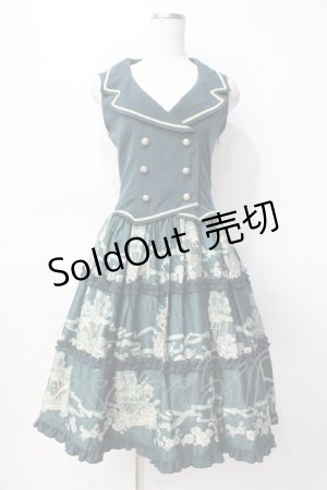 画像: metamorphose / Rose cageベスト風ジャンパースカート  グリーン Y-25-07-29-075-ME-OP-SZ-ZY