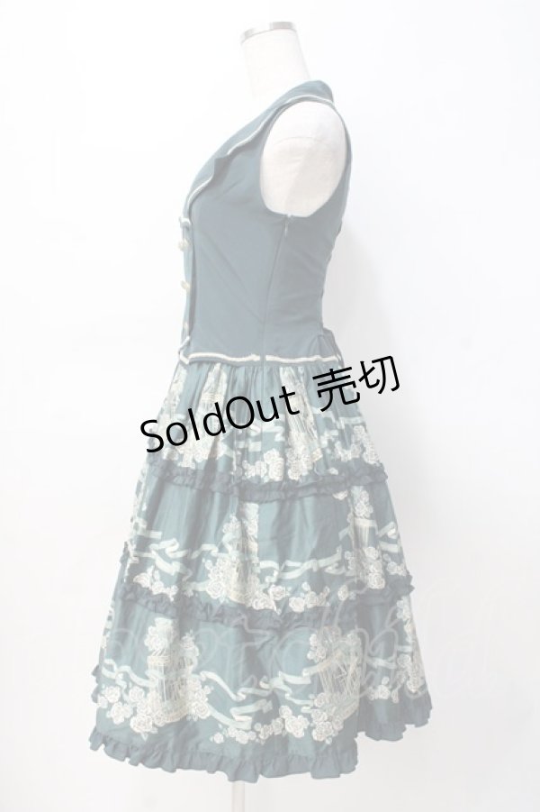 画像2: metamorphose / Rose cageベスト風ジャンパースカート  グリーン Y-25-07-29-075-ME-OP-SZ-ZY (2)