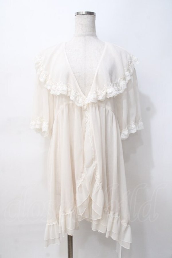 画像1: axes femme / レース×チュール楊柳ガウン F 生成り Y-25-07-29-078-AX-TO-SZ-ZY (1)
