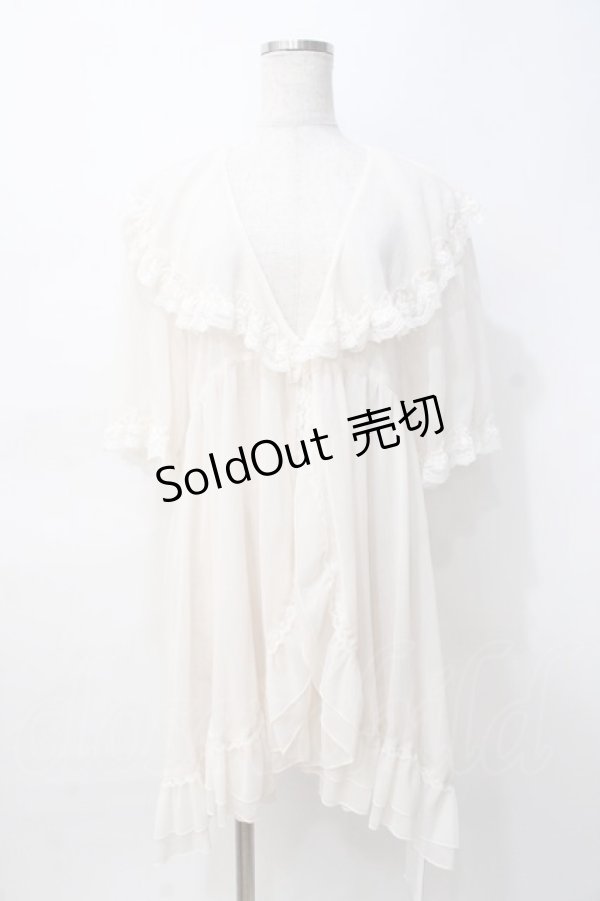 画像1: axes femme / レース×チュール楊柳ガウン F 生成り Y-25-07-29-078-AX-TO-SZ-ZT101 (1)