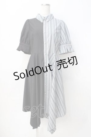 画像: axes femme / バイカラー半袖ワンピ M 黒 Y-25-07-29-084-AX-OP-SZ-ZI