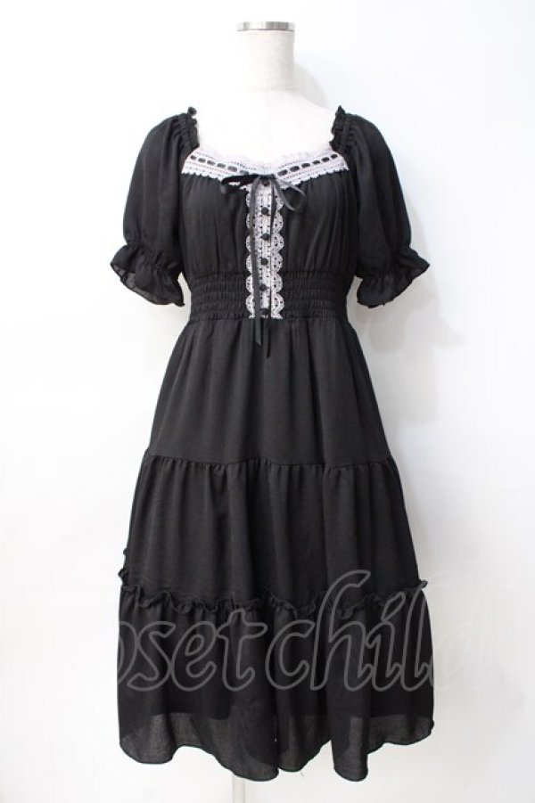 画像2: axes femme POETIQUE / オフショルティアードワンピース M 黒 Y-25-07-29-087-AX-OP-SZ-ZY (2)