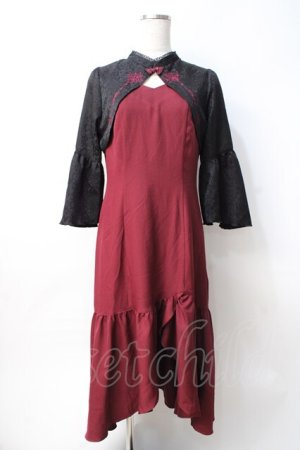 画像: axes femme POETIQUE / ロータス刺繍チャイナワンピース M ワイン Y-25-07-29-088-AX-OP-SZ-ZY