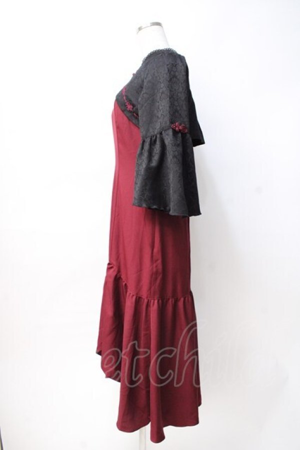 画像2: axes femme POETIQUE / ロータス刺繍チャイナワンピース M ワイン Y-25-07-29-088-AX-OP-SZ-ZY (2)