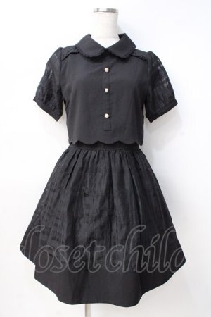 画像: axes femme POETIQUE / シアーチェックスカラップワンピース M 黒 Y-25-07-29-090-AX-OP-SZ-ZY