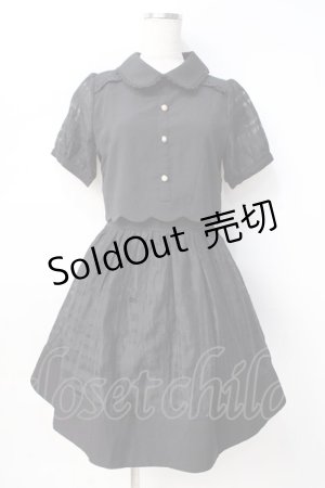 画像: axes femme POETIQUE / シアーチェックスカラップワンピース M 黒 Y-25-07-29-090-AX-OP-SZ-ZY