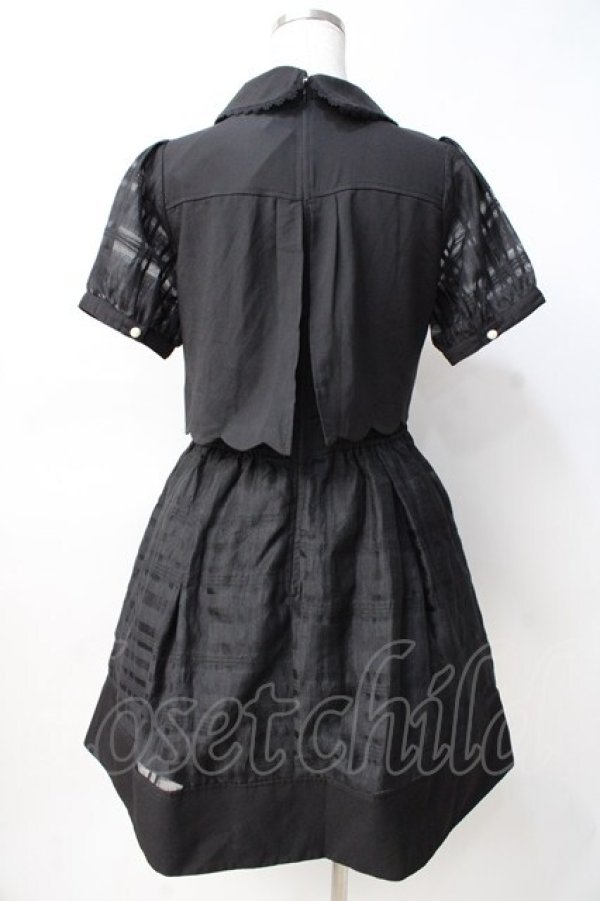 画像3: axes femme POETIQUE / シアーチェックスカラップワンピース M 黒 Y-25-07-29-090-AX-OP-SZ-ZY (3)